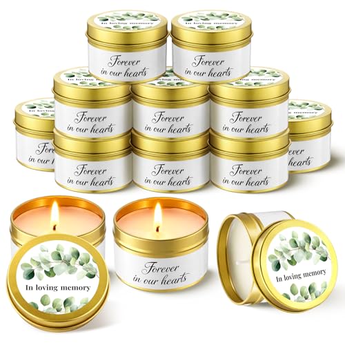 MTLEE 24 Pcs Celebration of Life Decorations Funeral Memorial Candles Funeral Keepsakes Favors for Guests Sympathy Candle for Loss of Loved One Bereavement Gifts(White,Foliage) - color: White, style: Foliage