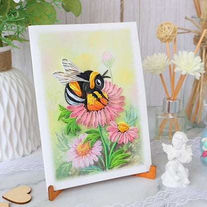 KingKraft Bee Quilling Card, Handcrafted Greeting Card for All Occasions, Birthday, Thinking of You, Get Well, Anniversary Card for Wife, Valentines Day, Mothers Day Card, Blank Inside - color: Bee