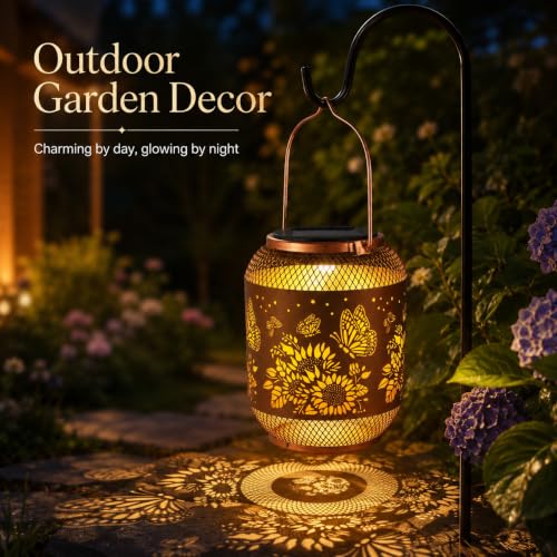 Butterfly Solar Lantern Outdoor Hanging Solar Garden Light Gifts for Women - color: Butterfly