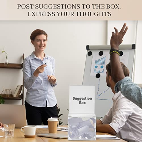 Bucherry 3 Pcs Acrylic Donation Box with Slot, 6 x 5 x 5 Inches Clear Ballot Suggestion Raffle Ticket Box with Sign for Fundraising, Raffle, Collecting, Donating, Voting - color: Clear