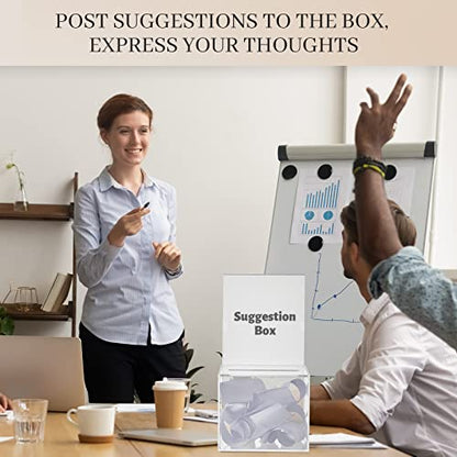 Bucherry 3 Pcs Acrylic Donation Box with Slot, 6 x 5 x 5 Inches Clear Ballot Suggestion Raffle Ticket Box with Sign for Fundraising, Raffle, Collecting, Donating, Voting - color: Clear