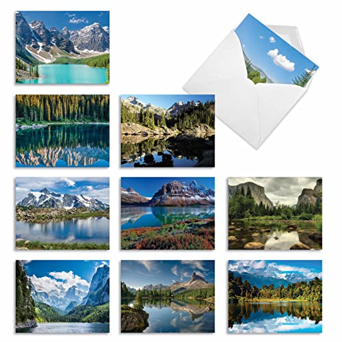 The Best Card Company - Box of 10 All Occasion Cards Blank (4 x 5.12 Inch) - Scenic Landscape Cards Assorted - Reflections M1728BN - style: Reflections