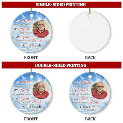 Personalized Memorial Ornaments Custom Photo Picture Ceramic Christmas Ornament in Loving Memory Xmas Tree Decorations Remembrance Sympathy Keepsake Bereavement Loss Loved Ones Gifts