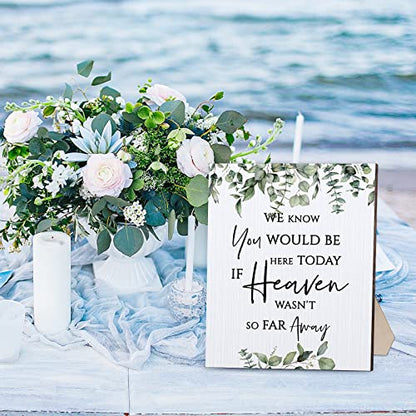 Yulejo Floral Memorial Wedding Sign Heaven Wasn't So Far Away | Tabletop Display with Stand for Ceremony Reception, Greenery Design, Loving Memory Tribute, Wooden Decor Celebration