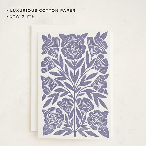 Minted | Blank Greeting Card, 5x7 w/Envelope | Block Print Floral - color: Block Print Floral