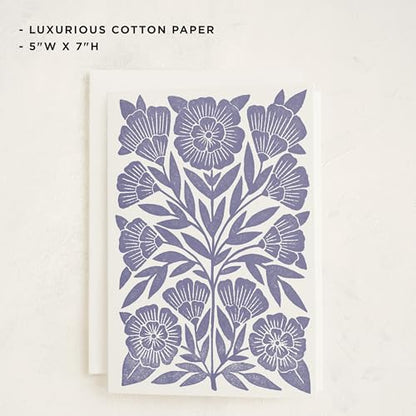 Minted | Blank Greeting Card, 5x7 w/Envelope | Block Print Floral - color: Block Print Floral