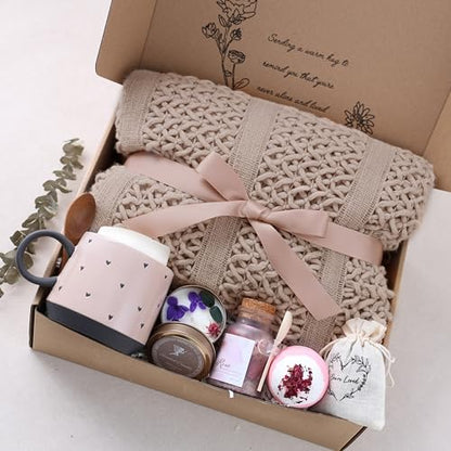 Get Well Soon Gift Baskets for Women -Brithday Gift,Self Care Package ,After Surgery recovery, Sympathy /Thinking of you gift,Condolence/ Grief /Farewell /Bereavement Gifts for Women(Champagne pink)