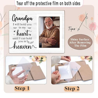 Memorial Photo Frame, Sympathy Gifts for Loss of Grandpa, in My Heart, in Loving Memory Wooden Picture Frame, Bereavement Remembrance Funeral Passed AWay Condolence Gifts (Grandpa, 4 x 6 Photo) - color: Grandpa