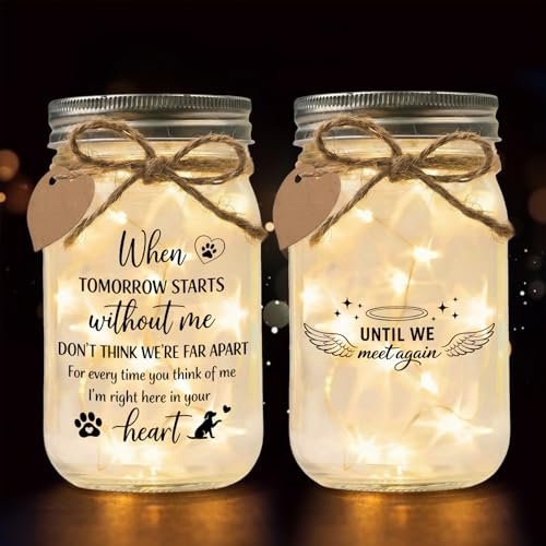 Jar Night Light, Glass Lamp, 5x3 Inch, Memorial Gift Pet Memorial - color: Pet Memorial