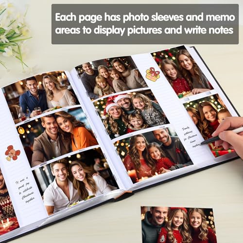 600 Pocket 4x6 Photo Album with Writing Space, Linen Cover, Black - color: 600 Pockets Black