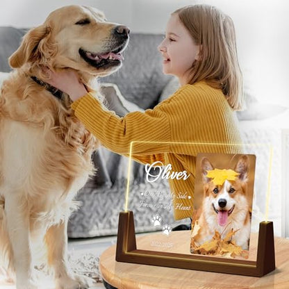 Personalized Dog Memorial Gifts, Custom Acrylic Light Up Picture Frame | Custom Pet Loss Gifts Cat Pet Memorial Gifts with Pictures for Pet Lover, Loss of Dog Sympathy Gifts - color: style-9