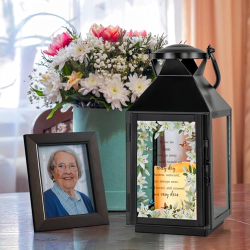 Memorial Lantern - Bereavement Sympathy Gifts for Loss of Loved One - Mother, Father, Grandpa, Grandma Remembrance Gift - color: Those We Love Black