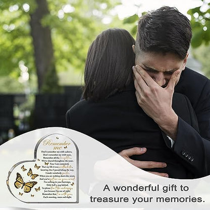 Acrylic Heart Shape Memorial Bereavement Gift Paperweight Remembrance Decorations Funeral Grief Condolence Memorial Ornaments for Loss of Loved One of Mother Father Sympathy Gifts - style: 020