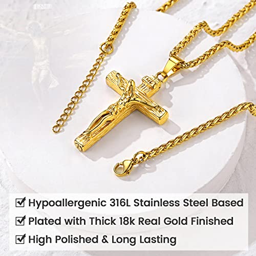 GOLDCHIC JEWELRY Urn Necklaces for Ashes, Stainless Steel Pet/Cross/Birthstone/Tree of Life Personalized Keepsake Memorial Jewelry for Women - color: Cross - 18k Gold Plated, style: No Engraving