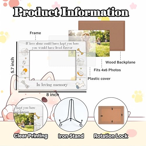 YSTEP Dog Memorial Picture Frame, Pet Loss Gift, Memorial Sympathy & Bereavement Gifts for Loss of Dogs, Pet Memorial Frame, Dog Wooden Photo Frames 4x6 In -G01 - style: Style 1