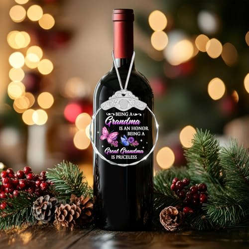 Christmas Glass Ornament - Great Grandmother Gift - Being a Grandma is an Honor Being a Great Grandma is Priceless - Grandmother Gifts from Grandson Granddaughter - Sentimental Keepsake - color: Great Grandma