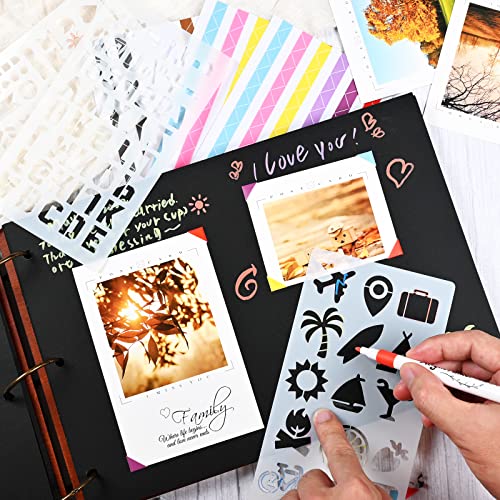 Travel Scrapbook Album Photo Album Scrapbook | Premium Wooden Memory Book Travel Photo Albums Kit with 100 Black Pages for Couples Adventure Graduation Gift - color: Travel Scrapbook