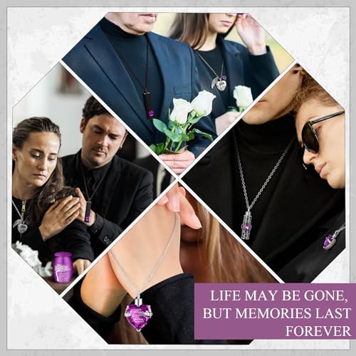 Shimeyao Set of 8 Small Urns for Human Ashes Cremation Urns Keepsake Ash Holders Family Tree Memorial Heart Locket Waterproof for Adults Women Men Loved Ones(Purple) - color: Purple