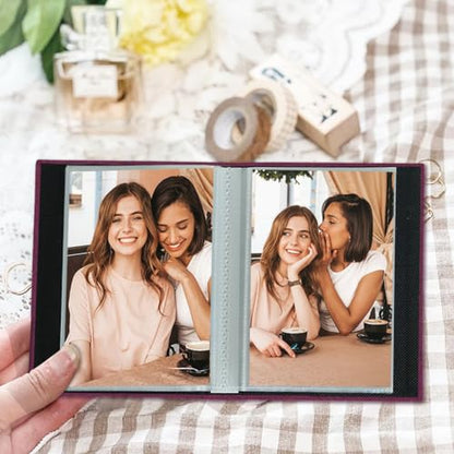 Artmag Mini Photo Album 4x6 50 Pockets 2 Pack, Linen Cover with Front Window Album Each Holds 52 Vertical Photos for Family Wedding Baby Children (Purple) - color: Purple, size: 50 Pockets/2PKS