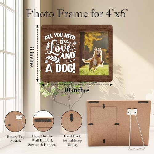 Dog Picture Frame, Cute Pet Wood Photo Frame, Dog Lover Gifts, Sympathy Gifts for Loss of Dog, All You Need Is Love And A Dog Frame, Pet Remembrance Gifts -c05 - style: Dog