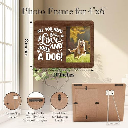 Dog Picture Frame, Cute Pet Wood Photo Frame, Dog Lover Gifts, Sympathy Gifts for Loss of Dog, All You Need Is Love And A Dog Frame, Pet Remembrance Gifts -c05 - style: Dog