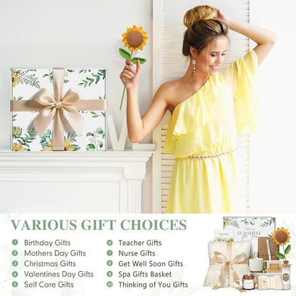 Birthday Gifts for Women, Get Well Soon Self Care Package After Surgery | Mothers Day Birthday Gifts, Sending Sunshine Sunflower Basket, Thinking of You Inspirational Gift for Mom Her Sister Wife