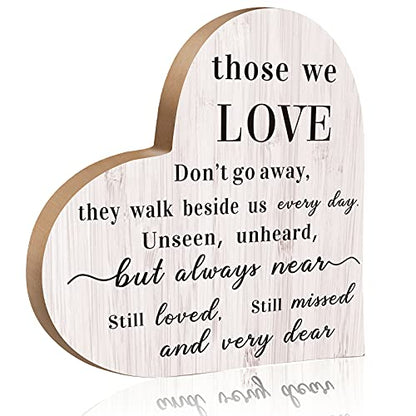 Blulu Sympathy Gift Memorial Wooden Heart for Loss of Loved One Bereavement Remembrance Gift Ideas Heart Memorial Sign Celebration of Life Sympathy Plaque Decor for Grief Father Mother Brother Son