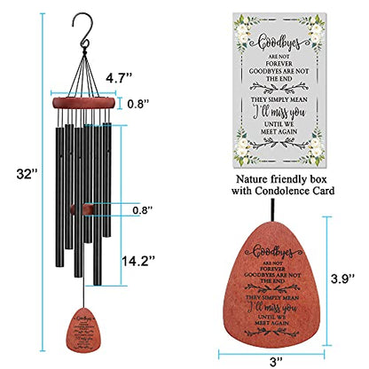 Memgift Memorial Wind Chimes - Sympathy Gift for Loss of Parent, Weather-Resistant Outdoor Keepsake for Patio in Memory of Loved One - style: Goodbyes are not forever