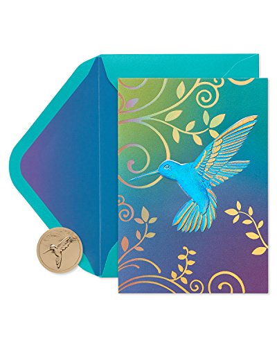 Papyrus Blank Cards with Envelopes, Hummingbird (12-Count) - color: blue, teal, purple, gold