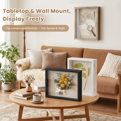 Love-KANKEI Deep Large Shadow Box 13x16.5,Solid Wood Frame,Memory Box,Black - color: Black, size: 13 x 16.5