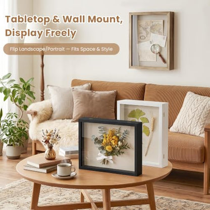 Love-KANKEI Deep Large Shadow Box 13x16.5,Solid Wood Frame,Memory Box,Black - color: Black, size: 13 x 16.5