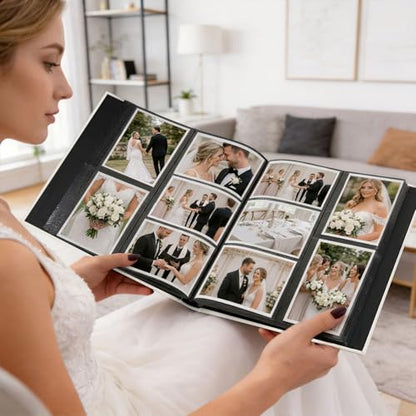 Vienrose Wedding Photo Album 4x6 600 Pockets Photo Window Beige | Cloth Cover, Wedding Crystal Stickers, Tweezers, Acid Free Pages - color: Wedding Theme, size: 600k