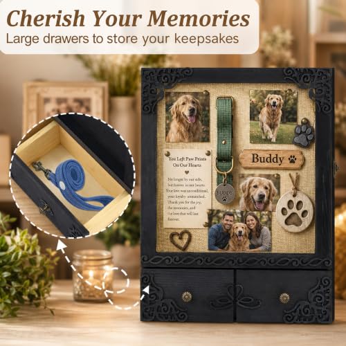 11x16 Pet Memorial Shadow Box Frame with Shelves, Black - color: Classic Black