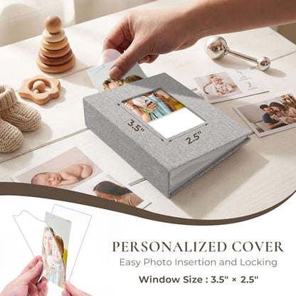 Vienrose 4x6 Small Photo Album, 2 Pack, 100 Photos, Grey | Linen Cover, Mini Photo Album, Baby Memory Book, Wedding Family Travel - color: Grey, size: 4x6 50 Pockets