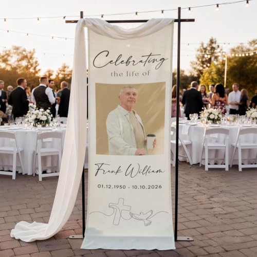 Personalized Celebrating The Life Of Welcome Sign, Funeral Fabric Banner #3 - color: Design 3