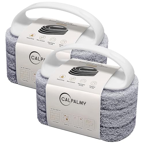 CALPALMY (6-Pack) Professional Sealer Applicator Pad with Handle, Non-Scratch Scrubbing Pads Perfect for Cleaning to All Natural Stone and Tile Like Marble, Granite, Concrete & Slate - color: White Handles&gray Pads, size: 6 Pads
