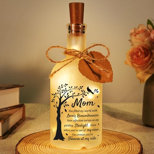 Memorial Gifts for Loss of Mom, Sympathy Gifts Loss of Mother, in Memory of Mom, Bereavement Condolences Gift for Loss, Sympathy Decorative Bottle Jar Lighting - size: Mom