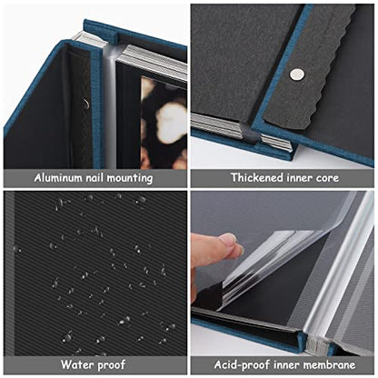 Zesthouse Photo Album Self Adhesive Pages, 60 Pages Magnetic Scrapbook Albums with Sticky Page, Photos Album Holds 8x10 & 5X7 & 4x6 & 6x8 & 3x5, Large Picture Book Ideal Gift for Family Wedding Baby - color: Black Blue, size: 11"x10.6"/Black 60 Pages