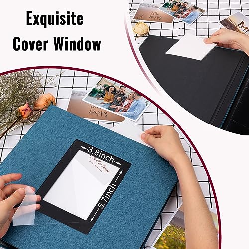 Linen Photo Album 4x6 Large Capacity 1000 Pockets Pictures Fabric Cover Books Albums Wedding School Family Anniversary Baby Memory Engagement Travel Albums(Blue, 1000 Pockets) - color: Blue, size: 1000 Pockets