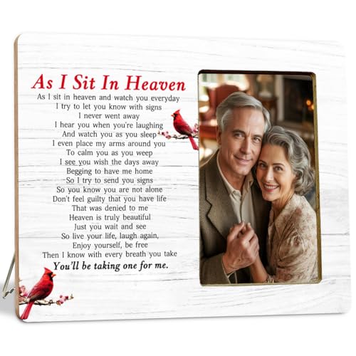 Cardinal Memorial Gifts Picture Frame for Loss of Loved one, As I Sit In Heaven Sympathy Gifts Picture Frame - color: Remember