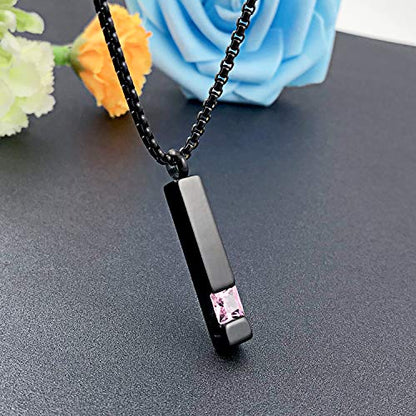 YOUFENG Urn Necklaces for Ashes Birthstone Cube Urns for Human Ashes Memorial Cremation Urn Locket Keepsake Ashes Jewelry - style: October
