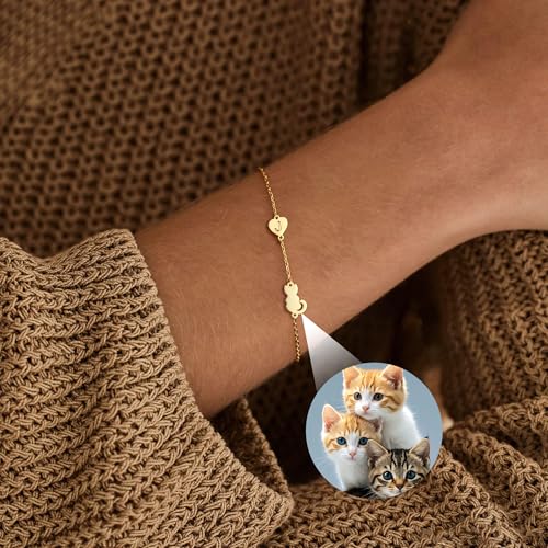 Dog Memorial Gifts for Loss of Dog Paw Initial Bracelet for Women with Heart Dogs Mom Gifts Adjustable Pet Paw Gold Bracelets for Women Memorial Gift for Pet Lover Birthday Jewelry - style: Cat-D