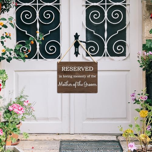 Ryeolo Reserved Row Signs for Wedding, This Row is Reserved Wood Hanging Signs, Reserved Seating Signs, Wedding Reserved Signs for Chairs, 10.2x7.8 Inches (Mother of the groom) - color: Mother of the groom