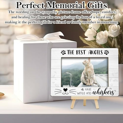 Memorial Gifts for Loss of Cat, Pet Memorial Gifts Wooden Photo Frame with Easel, 4x6 Cat Loss Sympathy Frame for Tabletop Display Photo Insert - G01 - style: Loss of Cat