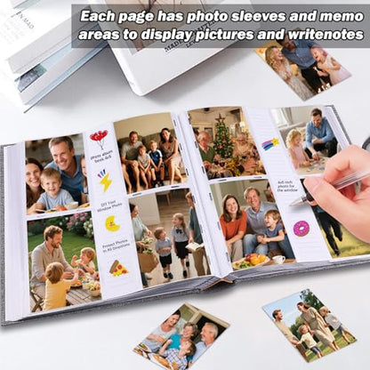 Photo Album 4x6 Vertical 600 Photos with Writing Space, Grey - color: Grey