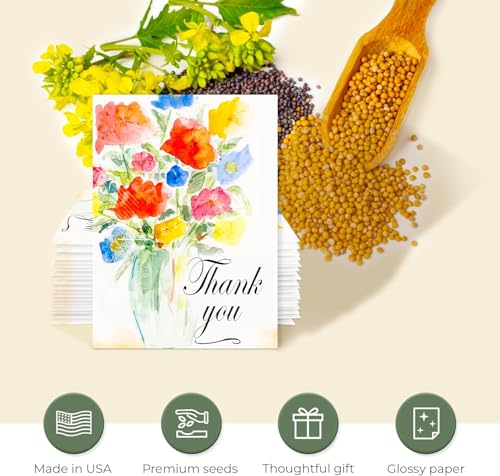 25 Wildflower Seed Packets - Thank You Gifts for Guests - Engagement Party Decorations - Wild Flower Seeds Throw and Grow Perennial Annual Mix to Attract Pollinators Bees Birds & Butterflies Non-GMO