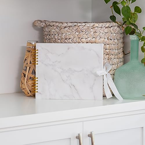 Never Ever Land Scrapbook Album – 12x10 Marble Scrap Book. Scrapbooking Supplies, Memory Book, Wedding Guest Book, Photo Album, Baby Shower Gifts, Valentines, Engagement Gifts, and Anniversary - color: Marble