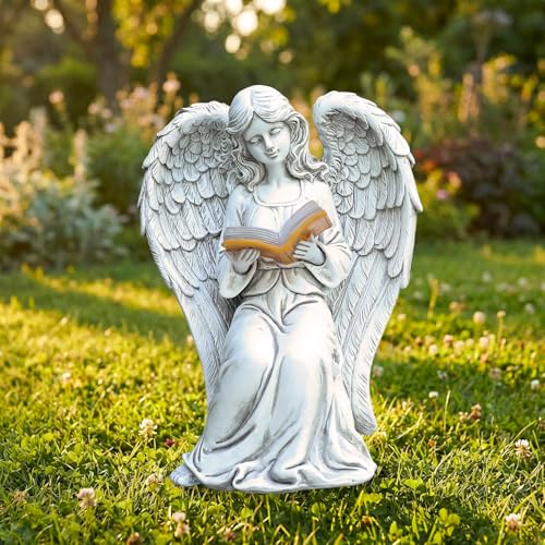 Angel Statue Outdoor, Solar Angel Reading Book with LED Lights, Garden Gift - style: Ancient Book