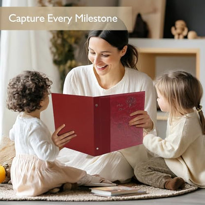 Photo Album 8x10 2 Packs Clear Pages Pockets Leathe Cover Slip Slide in Photo Album Each Holds 50 Vertical 8x10 Photos Picture Book for Wedding Family (Red) - color: Red, size: 50 Pockets/2PK