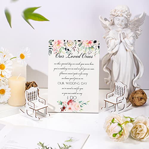 Yookeer 5 Pieces Wedding Memorial Chair Sign Reserved Wooden Table Plaque with Bracket in Memory of Loved Ones Who Died in Heaven - style: Flowers Style